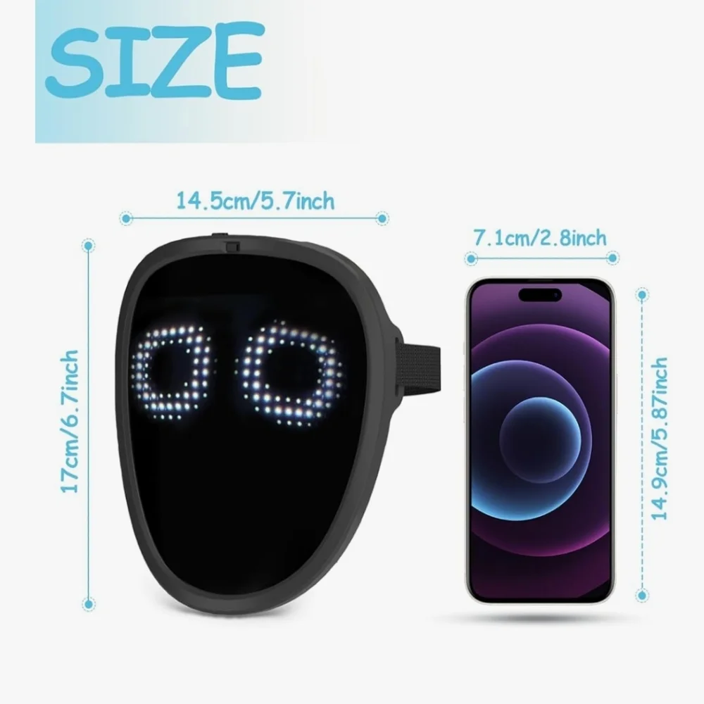 Led Mask with Gesture Sensing,Unisex LED Lighted Face Transforming Mask